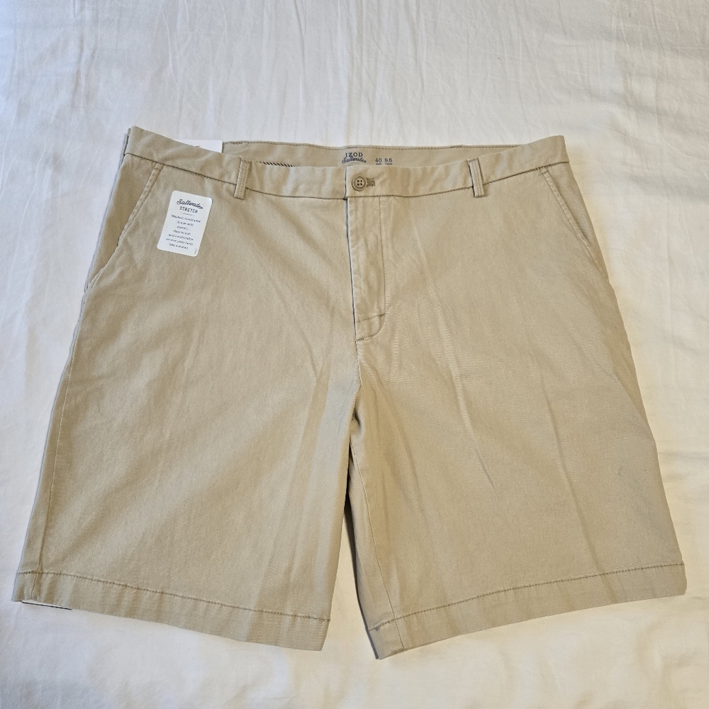 IZOD Men's Shorts, W40, Tan Beige, NWT, Saltwater Stretch